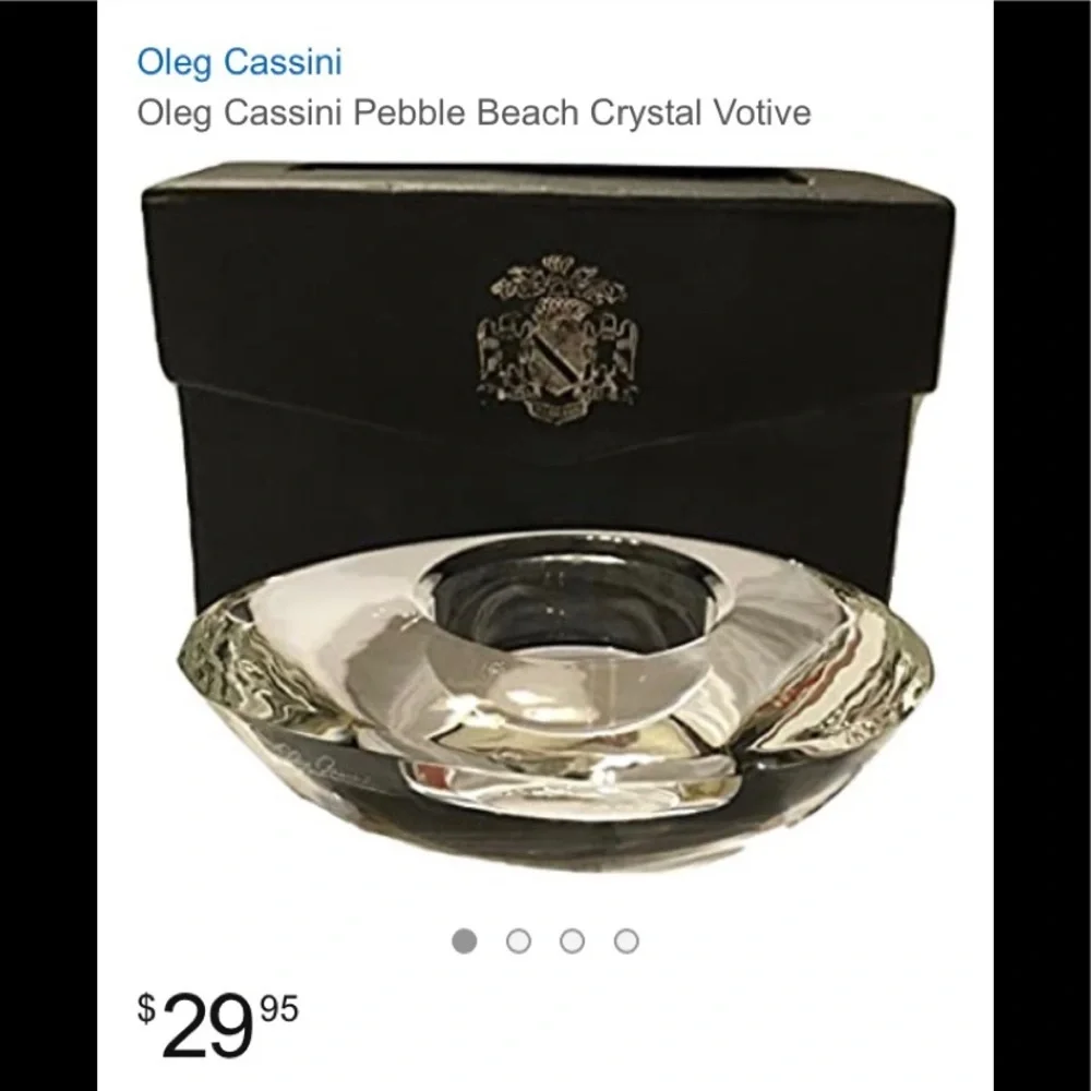 Oleg Cassini crystal candle votives Pebble Beach set of 2